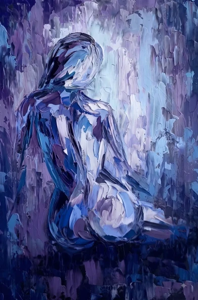Azure Silhouette Meditation (PRT-16861-124822) - Canvas Art Print - 40in X 60in