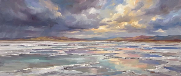 Reflections On Kutch Desert After Monsoon (PRT-15697-125008) - Canvas Art Print - 60in X 25in