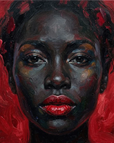 Crimson Cadence In Ebony (PRT-16861-125137) - Canvas Art Print - 48in X 60in