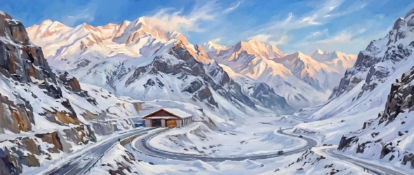 Gateway To The Frozen Valley (PRT-15697-125086) - Canvas Art Print - 60in X 25in