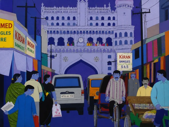 Indigo Twilight Over Charminar (PRT-17609-125170) - Canvas Art Print - 24in X 18in