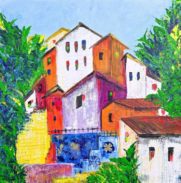 Hillside Harmony (ART-8183-125212) - Handpainted Art Painting - 24in X 24in