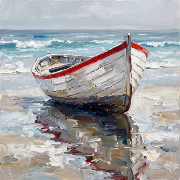 Solitary Tide On Low Beach (PRT-15697-125200) - Canvas Art Print - 60in X 60in