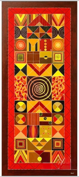 Tribal Art (ART-18952-125181) - Handpainted Art Painting - 36in X 84in