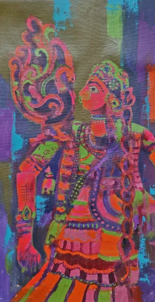 Painted Myth002 (ART-17609-125175) - Handpainted Art Painting - 14in X 28in