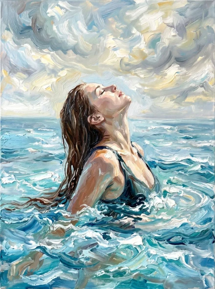 Azure Depths And Churning Skies (PRT-15697-125283) - Canvas Art Print - 45in X 60in