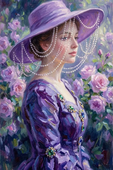 Veil Of Violet And Pearl (PRT-16861-125142) - Canvas Art Print - 40in X 60in