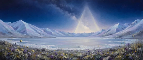 Zodiacal Glow Over Tso Kar (PRT-15697-125059) - Canvas Art Print - 60in X 25in