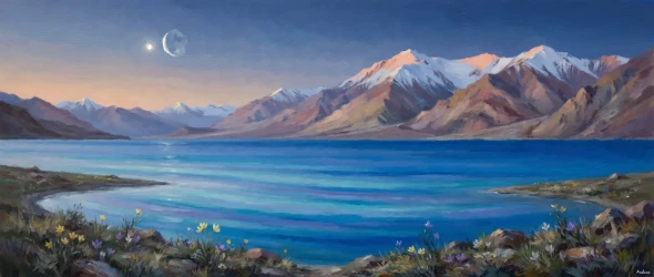 Conjunction Over Pangong Tso (PRT-15697-125057) - Canvas Art Print - 60in X 25in