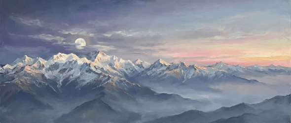 Twilight Horizon Over Annapurna (PRT-15697-124846) - Canvas Art Print - 60in X 25in