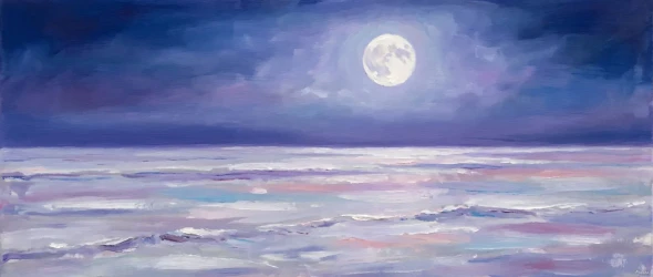 Moonlit Silence Over The White Rann (PRT-15697-125007) - Canvas Art Print - 60in X 25in