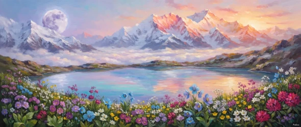 Sunrise Above The Clouds (PRT-15697-125076) - Canvas Art Print - 60in X 25in