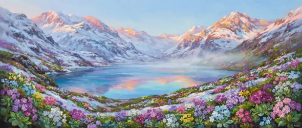 Radiant Dawn At Tsomgo (PRT-15697-125061) - Canvas Art Print - 60in X 25in