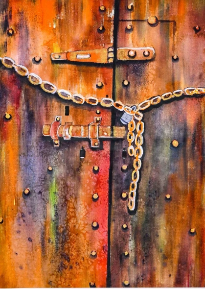 Guardians Of Time 2 (ART-8183-125367) - Handpainted Art Painting - 16in X 20in