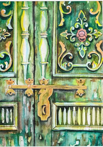 Guardians Of Time 1 (ART-8183-125365) - Handpainted Art Painting - 16in X 20in