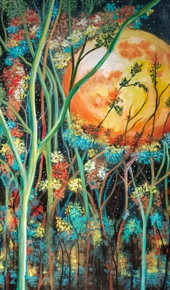 The Moon (ART-6775-125350) - Handpainted Art Painting - 17in X 26in