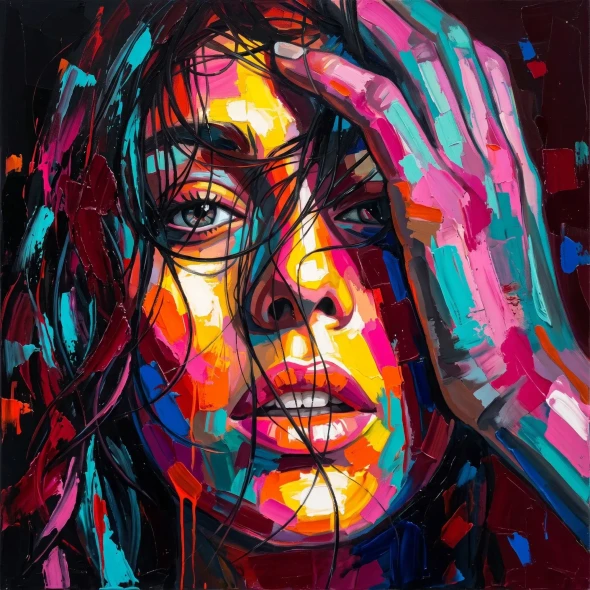 Vibrant Echoes Of Emotion (PRT-15697-124219) - Canvas Art Print - 60in X 60in