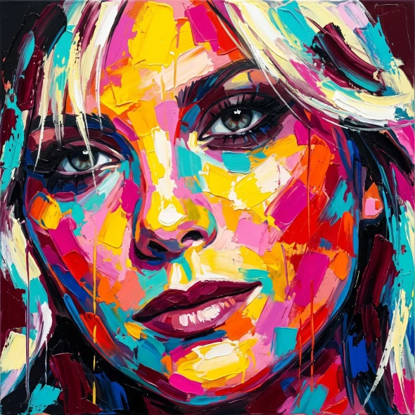 Vivid Chromatic Feminine Gaze (PRT-15697-124315) - Canvas Art Print - 60in X 60in