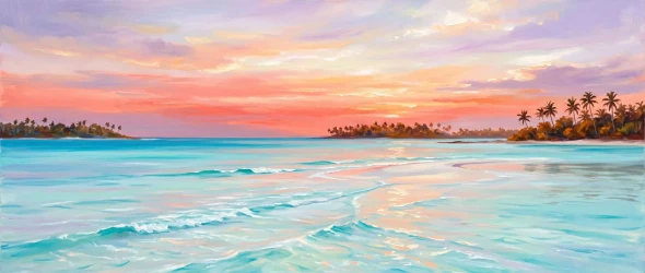 Luminous Maldives Coral Sunset (PRT-15697-125485) - Canvas Art Print - 60in X 25in