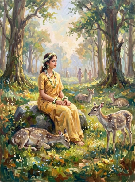 Maiden Of The Sunlit Glade (PRT-15697-124964) - Canvas Art Print - 45in X 60in