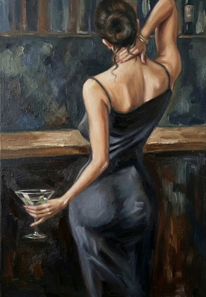 Midnight And Martinis (PRT-16861-124787) - Canvas Art Print - 42in X 60in