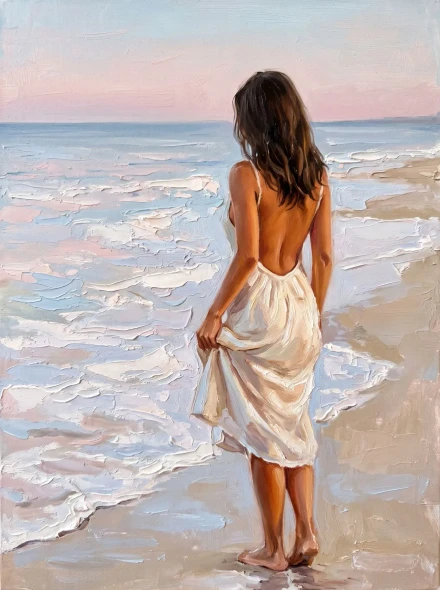 Pastel Dusk Along The Shore (PRT-15697-125268) - Canvas Art Print - 45in X 60in
