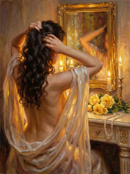 Glow Of The Vanity (PRT-16861-124802) - Canvas Art Print - 45in X 60in