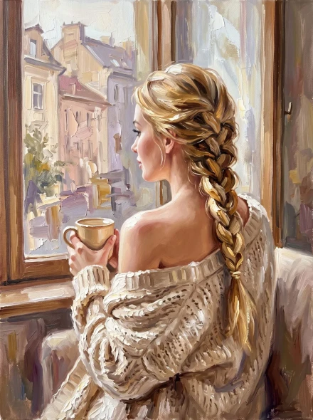 Gaze Beyond The Frosted Glass (PRT-15697-125256) - Canvas Art Print - 45in X 60in