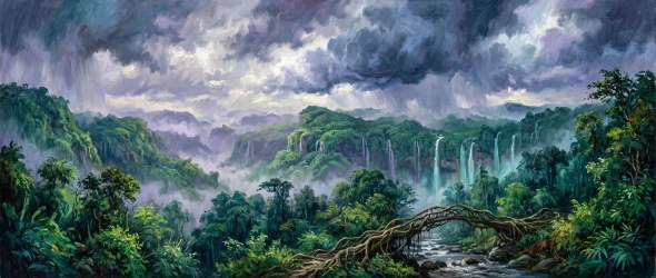 Verdant Echoes Of Meghalaya (PRT-15697-125480) - Canvas Art Print - 60in X 25in