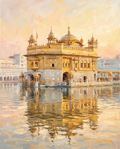 Dawn Over The Sarovar (PRT-15697-124947) - Canvas Art Print - 48in X 60in