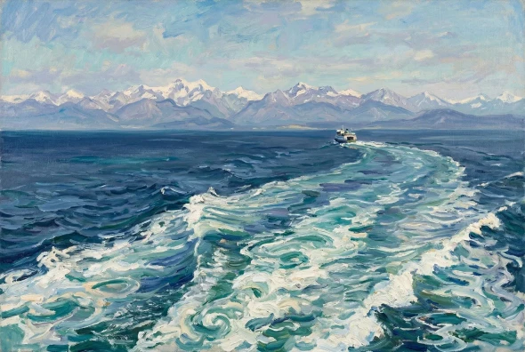 The Sapphire Ocean Wake (PRT-15697-124639) - Canvas Art Print - 60in X 40in
