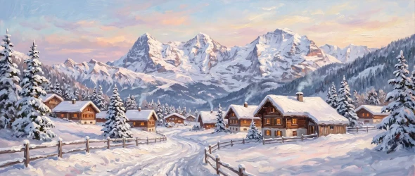 Winter Magic In The Alps (PRT-15697-124906) - Canvas Art Print - 60in X 25in