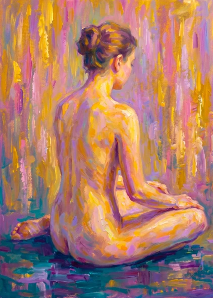 Luminous Meditation In Violet (PRT-16861-124706) - Canvas Art Print - 43in X 60in
