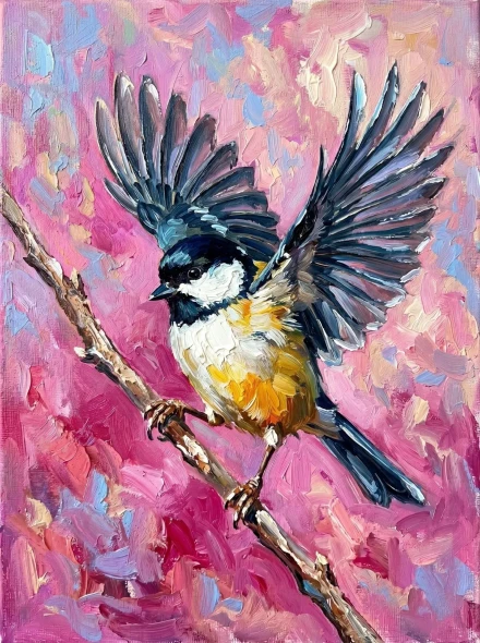 Songbird In Vivid Motion (PRT-15697-125597) - Canvas Art Print - 45in X 60in