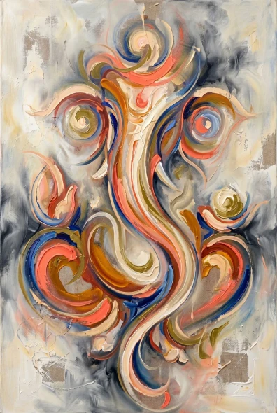 Calligraphic Smoke And Light (PRT-15697-125694) - Canvas Art Print - 40in X 60in