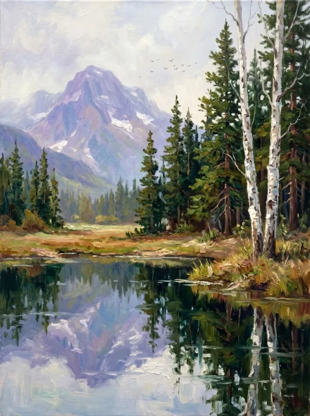 Reflections Of Mountain Mirror (PRT-15697-125585) - Canvas Art Print - 45in X 60in