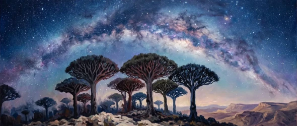 Galactic Canopy Of Socotra (PRT-15697-125510) - Canvas Art Print - 60in X 25in