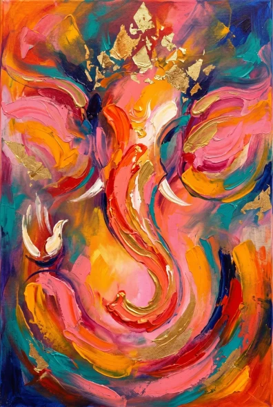 Radiant Coral Divine Energy Field (PRT-15697-125723) - Canvas Art Print - 40in X 60in