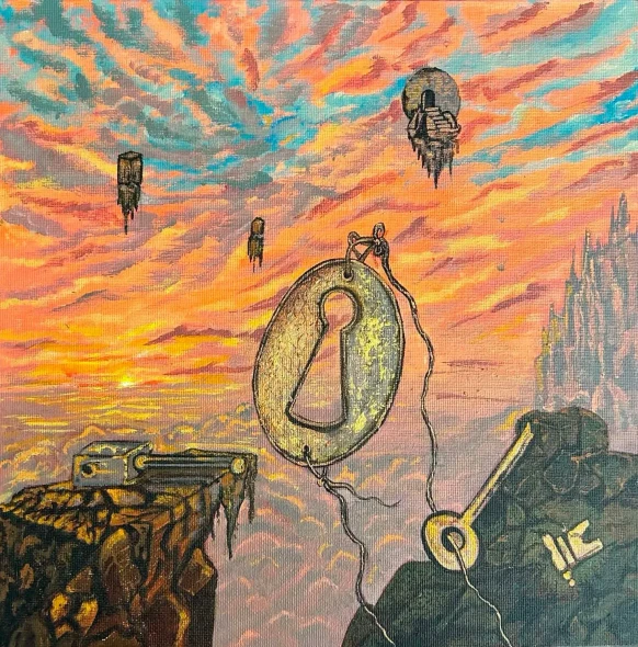 The Broken Key (ART-3134-126280) - Handpainted Art Painting - 12in X 12in