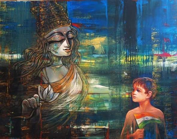 UNTITLED (ART-1469-126065) - Handpainted Art Painting - 60in X 48in