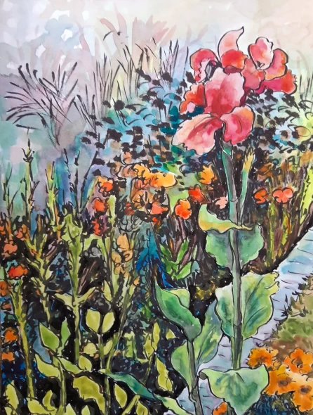 Flowers And Foliage (ART-18775-126041) - Handpainted Art Painting - 9in X 12in