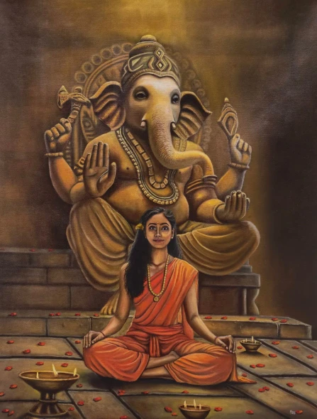 The Quiet Prayer (ART-19077-126316) - Handpainted Art Painting - 30in X 40in