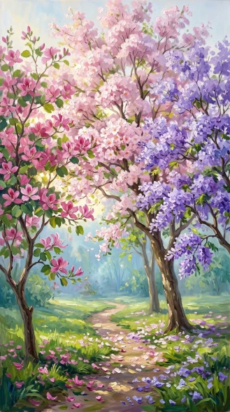 Aura Of Spring Blossoms (PRT-15697-125976) - Canvas Art Print - 33in X 60in