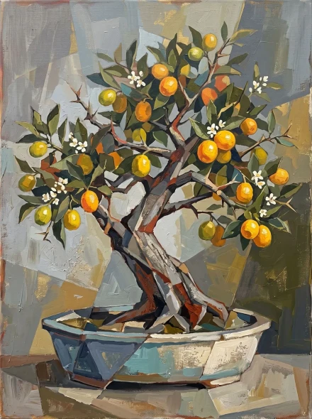 Mandala Flame Citrus Tree (PRT-15697-125947) - Canvas Art Print - 45in X 60in