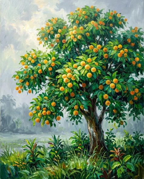 Monsoon Gold And Jade (PRT-15697-125829) - Canvas Art Print - 48in X 60in