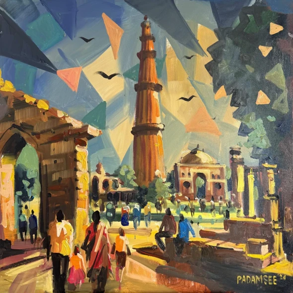 Qutub Minar (PRT-18703-126288) - Canvas Art Print - 36in X 36in