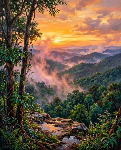 Golden Escarpment At Agumbe (PRT-15697-125451) - Canvas Art Print - 48in X 60in