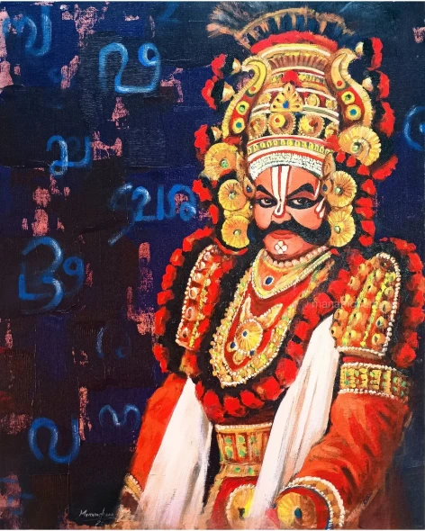 Divine Majesty – The Spirit Of Yakshagana (PRT-19003-125796) - Canvas Art Print - 30in X 36in