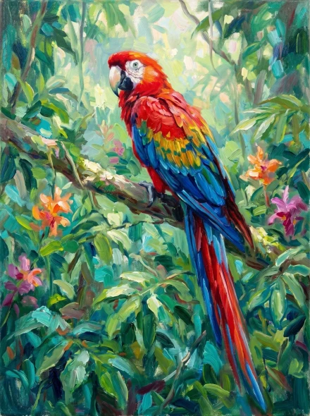 Crimson Splendor In Canopy (PRT-15697-125589) - Canvas Art Print - 45in X 60in