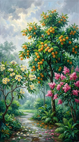 Monsoon Verdant Serenade (PRT-15697-125981) - Canvas Art Print - 33in X 60in
